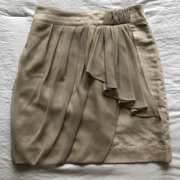 Anthropologie Baraschi Gold Drape Pencil Skirt 0 - Picture 1 of 6
